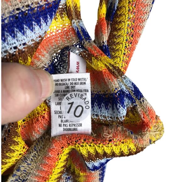 Lulifami Dress Womens Size XS Multi Color V-Neck / Back‎ Cover Up Tie Side Retro - Picture 6 of 9